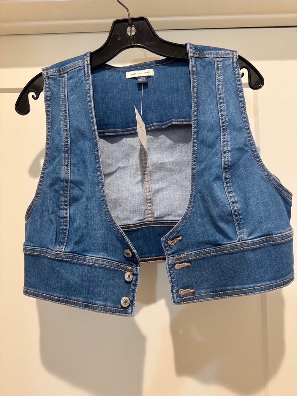 American Eagle Outfitters Blue Denim Cropped Vest